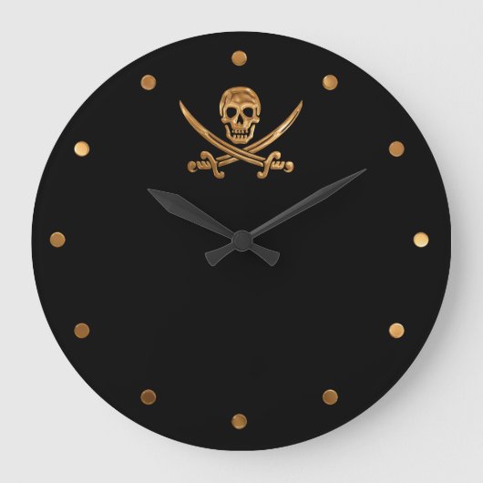 Gold Jolly Roger Grote Klok (Voorkant)
