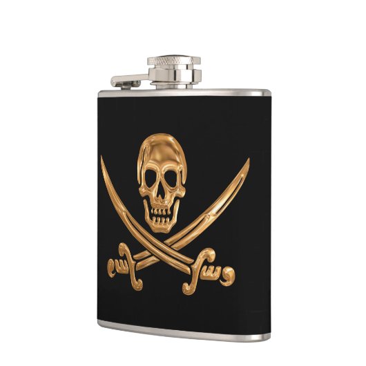 Gold Jolly Roger Heupfles (Links)