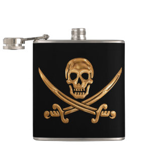 Gold Jolly Roger Heupfles