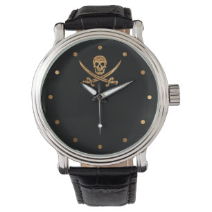 Gold Jolly Roger Horloge