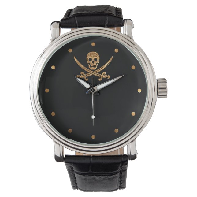 Gold Jolly Roger Horloge (Voorkant)