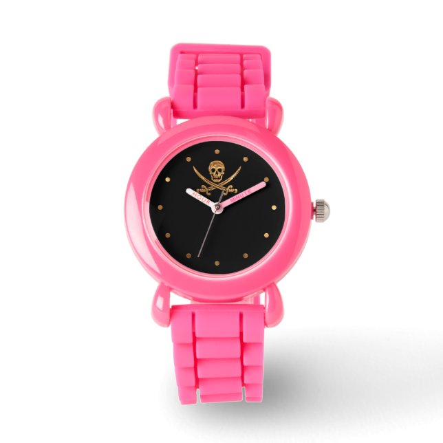 Gold Jolly Roger Horloge (Voorkant)