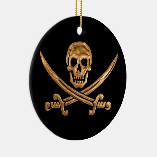 Gold Jolly Roger Keramisch Ornament (Rechts)