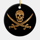 Gold Jolly Roger Keramisch Ornament (Voorkant)