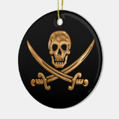 Gold Jolly Roger Keramisch Ornament (Links)