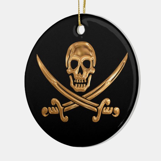Gold Jolly Roger Keramisch Ornament (Links)