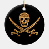 Gold Jolly Roger Keramisch Ornament (Achterkant)