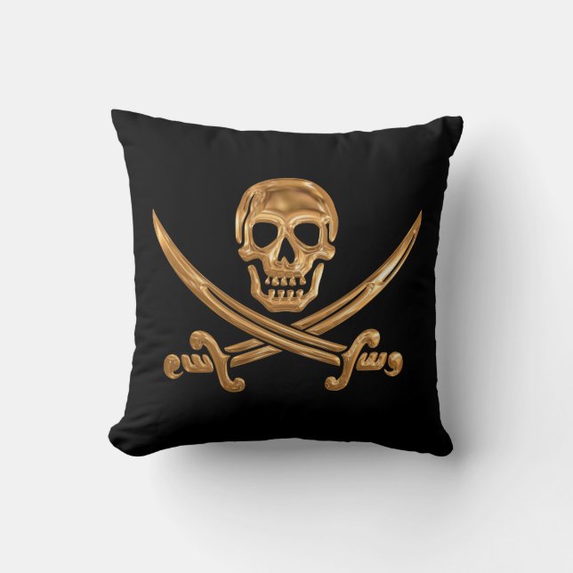 Gold Jolly Roger Kussen (Voorkant)