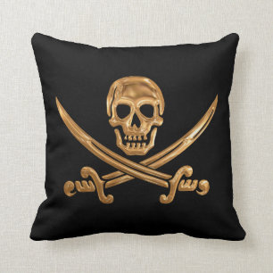 Gold Jolly Roger Kussen