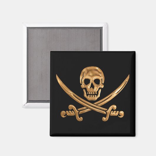 Gold Jolly Roger Magneet (Voorkant / Achterkant)
