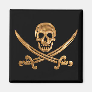 Gold Jolly Roger Magneet