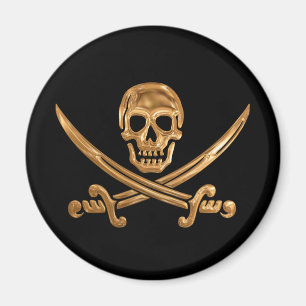 Gold Jolly Roger Magneet