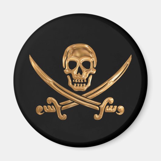 Gold Jolly Roger Magneet (Voorkant)