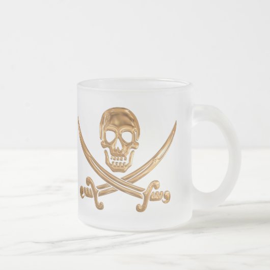 Gold Jolly Roger Matglas Koffiemok (Rechts)