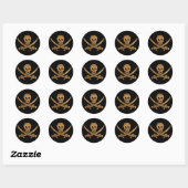 Gold Jolly Roger Ronde Sticker (Vel)