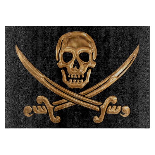 Gold Jolly Roger Snijplank (Voorkant)