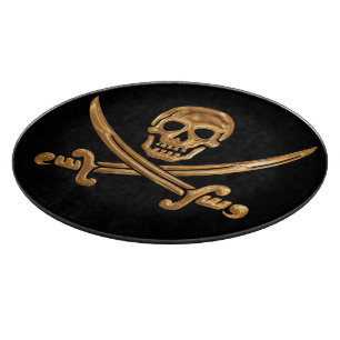 Gold Jolly Roger Snijplank