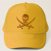 Gold Jolly Roger Trucker Pet (Voorkant)