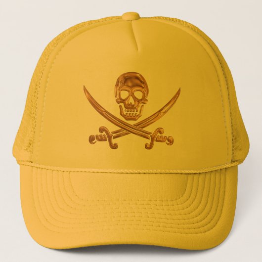 Gold Jolly Roger Trucker Pet (Voorkant)