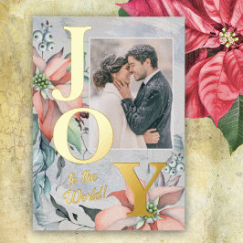 Gold Joy aan de World Elegant kerstfoto Folie Feestdagenkaart