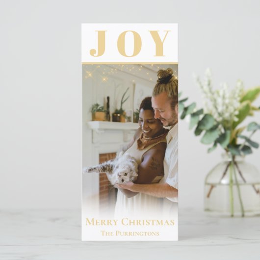 Gold Joy Christmas Vakantie Seizoen Platte Kaart (Staand voorkant)