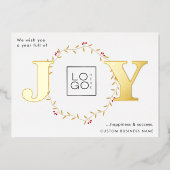 Gold JOY Custom Logo Christmas Folie Kaart (Voorkant)