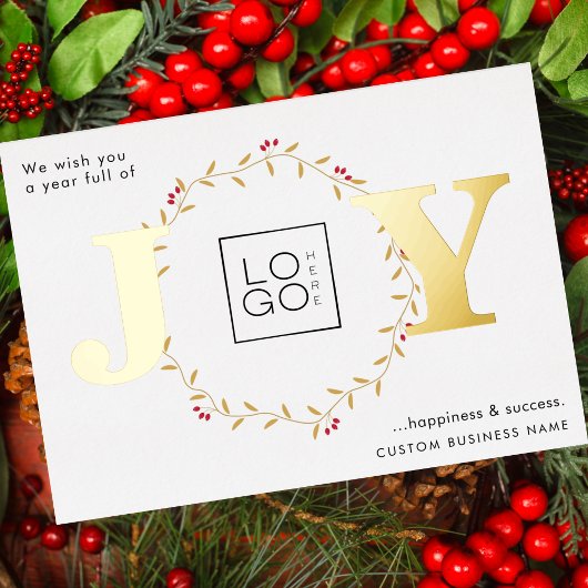 Gold JOY Custom Logo Christmas Folie Kaart