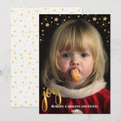 Gold JOY en Stars | Foto Holiday Kaart (Voorkant / Achterkant)