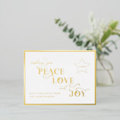 Gold Joy Folie Post Kaart Kerstvakantie Groet (Staand Voorkant)