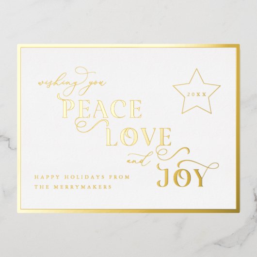 Gold Joy Folie Post Kaart Kerstvakantie Groet (Voorkant)