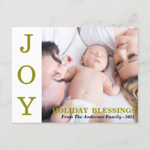 Gold JOY Holiday Blessings Photo Holiday Card Feestdagenkaart
