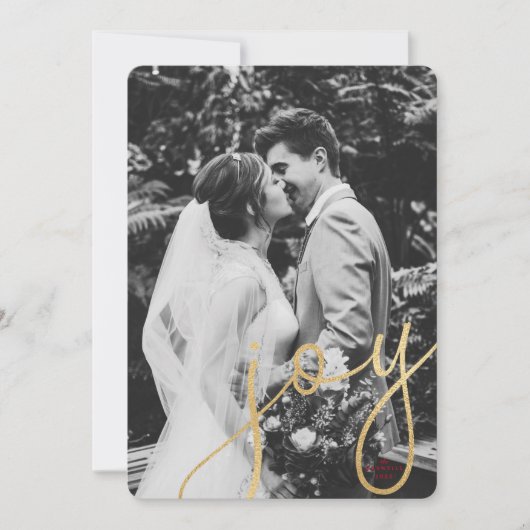 Gold Joy Holiday-fotokaart, rood Feestdagenkaart (Voorkant)