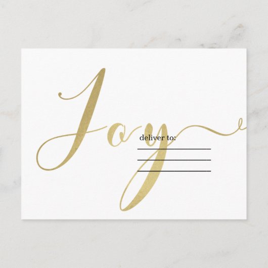 Gold JOY Holiday New Years Moderne Moderne Fotouit Uitnodiging Briefkaart (Achterkant)