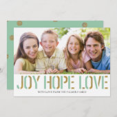 Gold Joy Hope Love | Kerstfotokaart Feestdagenkaart (Voorkant / Achterkant)