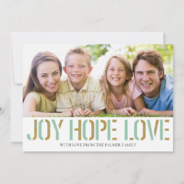 Gold Joy Hope Love | Kerstfotokaart Feestdagenkaart