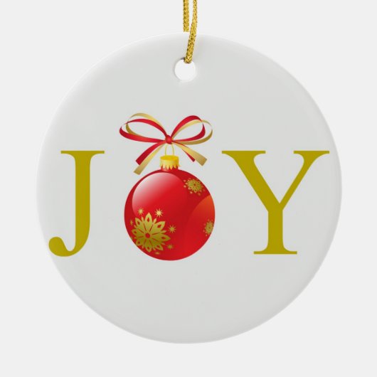 Gold Joy-kerstversiering Keramisch Ornament (Voorkant)
