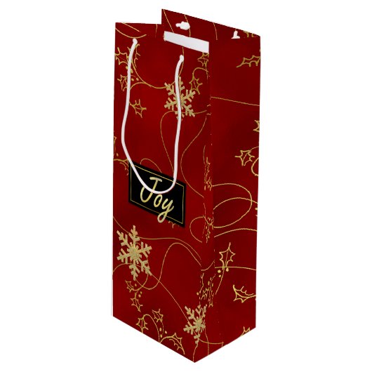 Gold Joy-kerstwijn met cadeautas (Voorkant Gekanteld)