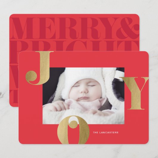 Gold Joy Lijst kerstfeestdag fotokaart Feestdagenkaart (Voorkant / Achterkant)
