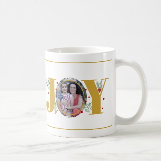 Gold Joy met kerstfoto met bessen Koffiemok (Rechts)