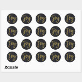 Gold JOY Modern Holiday Winter Black Snowflakes Ronde Sticker (Vel)
