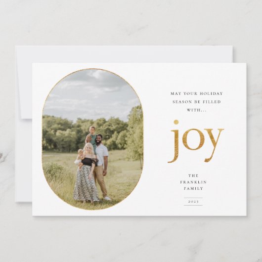 Gold Joy Single Photo-kerstkaart (Voorkant)