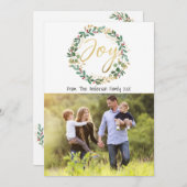 Gold Joy Wreate-kerstfotokaart Feestdagenkaart (Voorkant / Achterkant)