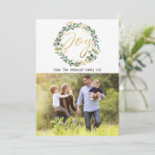 Gold Joy Wreate-kerstfotokaart Feestdagenkaart (Staand voorkant)
