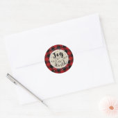 Gold Joy Wreath Holiday Red Buffalo Ronde Sticker (Envelop)