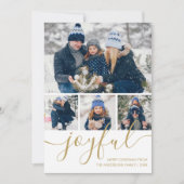 Gold Joyful 4 Foto Vrolijk Kerstvakantie Kaart (Voorkant)