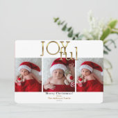 Gold Joyful Kerstfeestdag 3 Foto's Foto Kaart (Staand voorkant)