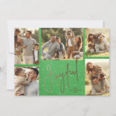 Gold JOYFUL Multi-Photo met kerstgroen Feestdagenkaart (Voorkant)