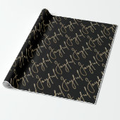Gold JOYFUL on Black Cadeaupapier (Uitgerold)