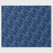 Gold JOYFUL on Blue Cadeaupapier (Vlak)