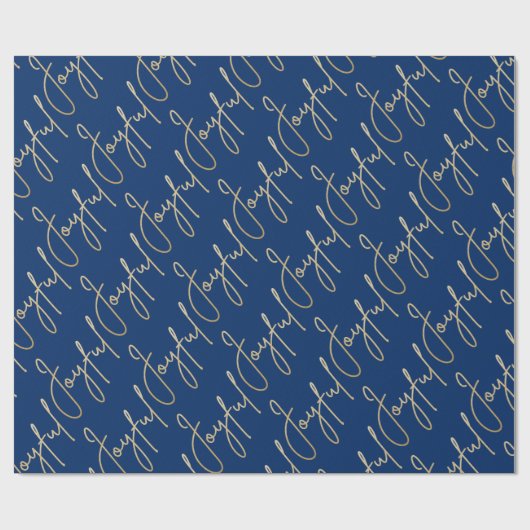 Gold JOYFUL on Blue Cadeaupapier (Vlak)